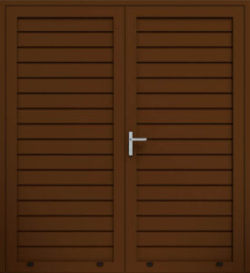 dvojkrídlové hlinikove panelove dvere s prelismi RAL8014 hnedá